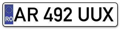Placuta inmatriculare numar auto  AR-492-UUX, AR 492 UUX, AR492UUX