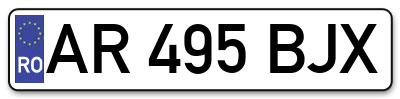 Placuta inmatriculare numar auto  AR-495-BJX, AR 495 BJX, AR495BJX