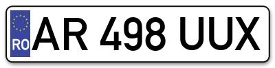 Placuta inmatriculare numar auto  AR-498-UUX, AR 498 UUX, AR498UUX