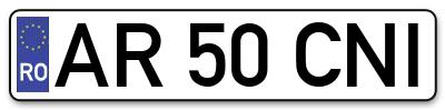 Placuta inmatriculare numar auto  AR-50-CNI, AR 50 CNI, AR50CNI