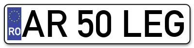 Placuta inmatriculare numar auto  AR-50-LEG, AR 50 LEG, AR50LEG