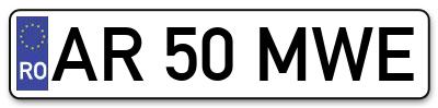 Placuta inmatriculare numar auto  AR-50-MWE, AR 50 MWE, AR50MWE