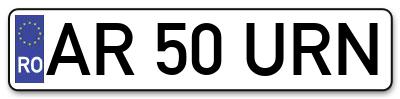 Placuta inmatriculare numar auto  AR-50-URN, AR 50 URN, AR50URN