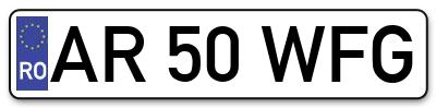 Placuta inmatriculare numar auto  AR-50-WFG, AR 50 WFG, AR50WFG