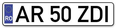 Placuta inmatriculare numar auto  AR-50-ZDI, AR 50 ZDI, AR50ZDI