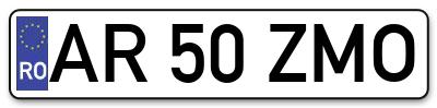 Placuta inmatriculare numar auto  AR-50-ZMO, AR 50 ZMO, AR50ZMO