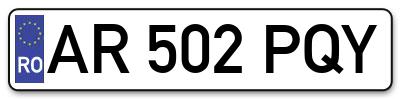 Placuta inmatriculare numar auto  AR-502-PQY, AR 502 PQY, AR502PQY