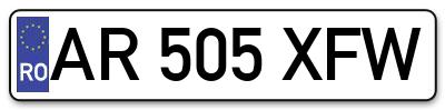 Placuta inmatriculare numar auto  AR-505-XFW, AR 505 XFW, AR505XFW