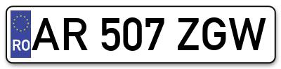 Placuta inmatriculare numar auto  AR-507-ZGW, AR 507 ZGW, AR507ZGW