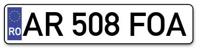 Placuta inmatriculare numar auto  AR-508-FOA, AR 508 FOA, AR508FOA
