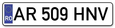 Placuta inmatriculare numar auto  AR-509-HNV, AR 509 HNV, AR509HNV