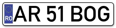 Placuta inmatriculare numar auto  AR-51-BOG, AR 51 BOG, AR51BOG