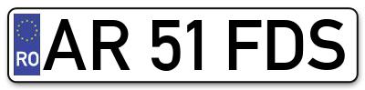 Placuta inmatriculare numar auto  AR-51-FDS, AR 51 FDS, AR51FDS