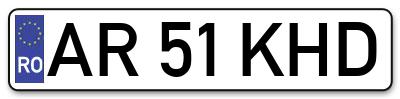 Placuta inmatriculare numar auto  AR-51-KHD, AR 51 KHD, AR51KHD
