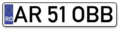 Placuta inmatriculare numar auto  AR-51-OBB, AR 51 OBB, AR51OBB