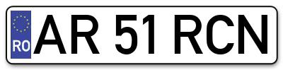 Placuta inmatriculare numar auto  AR-51-RCN, AR 51 RCN, AR51RCN