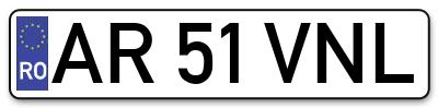Placuta inmatriculare numar auto  AR-51-VNL, AR 51 VNL, AR51VNL