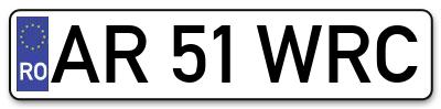 Placuta inmatriculare numar auto  AR-51-WRC, AR 51 WRC, AR51WRC