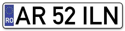 Placuta inmatriculare numar auto  AR-52-ILN, AR 52 ILN, AR52ILN