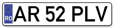 Placuta inmatriculare numar auto  AR-52-PLV, AR 52 PLV, AR52PLV