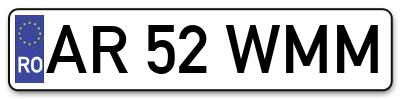 Placuta inmatriculare numar auto  AR-52-WMM, AR 52 WMM, AR52WMM