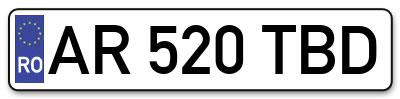 Placuta inmatriculare numar auto  AR-520-TBD, AR 520 TBD, AR520TBD