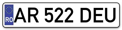 Placuta inmatriculare numar auto  AR-522-DEU, AR 522 DEU, AR522DEU