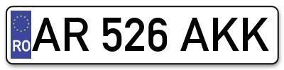 Placuta inmatriculare numar auto  AR-526-AKK, AR 526 AKK, AR526AKK