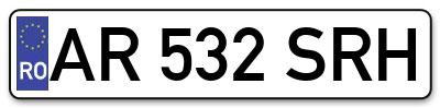 Placuta inmatriculare numar auto  AR-532-SRH, AR 532 SRH, AR532SRH