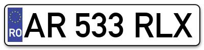 Placuta inmatriculare numar auto  AR-533-RLX, AR 533 RLX, AR533RLX