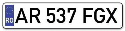 Placuta inmatriculare numar auto  AR-537-FGX, AR 537 FGX, AR537FGX