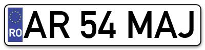 Placuta inmatriculare numar auto  AR-54-MAJ, AR 54 MAJ, AR54MAJ