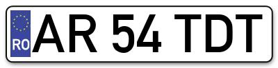 Placuta inmatriculare numar auto  AR-54-TDT, AR 54 TDT, AR54TDT