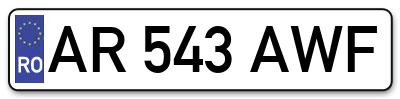 Placuta inmatriculare numar auto  AR-543-AWF, AR 543 AWF, AR543AWF