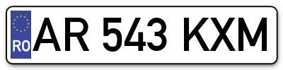 Placuta inmatriculare numar auto  AR-543-KXM, AR 543 KXM, AR543KXM