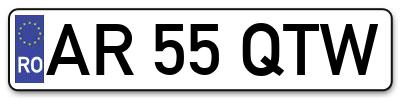 Placuta inmatriculare numar auto  AR-55-QTW, AR 55 QTW, AR55QTW