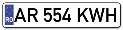 Placuta inmatriculare numar auto  AR-554-KWH, AR 554 KWH, AR554KWH