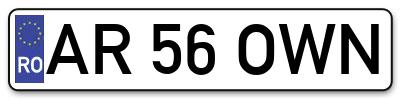 Placuta inmatriculare numar auto  AR-56-OWN, AR 56 OWN, AR56OWN