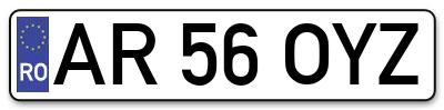 Placuta inmatriculare numar auto  AR-56-OYZ, AR 56 OYZ, AR56OYZ