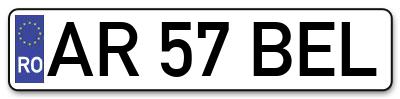 Placuta inmatriculare numar auto  AR-57-BEL, AR 57 BEL, AR57BEL