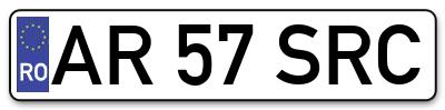Placuta inmatriculare numar auto  AR-57-SRC, AR 57 SRC, AR57SRC