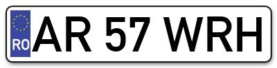 Placuta inmatriculare numar auto  AR-57-WRH, AR 57 WRH, AR57WRH