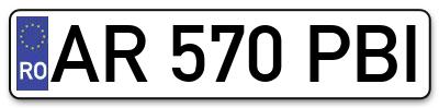 Placuta inmatriculare numar auto  AR-570-PBI, AR 570 PBI, AR570PBI