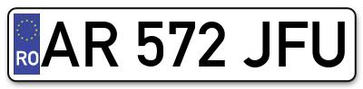 Placuta inmatriculare numar auto  AR-572-JFU, AR 572 JFU, AR572JFU