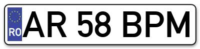 Placuta inmatriculare numar auto  AR-58-BPM, AR 58 BPM, AR58BPM