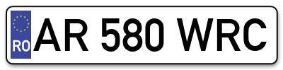 Placuta inmatriculare numar auto  AR-580-WRC, AR 580 WRC, AR580WRC