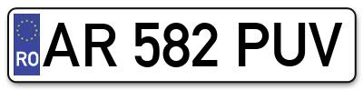 Placuta inmatriculare numar auto  AR-582-PUV, AR 582 PUV, AR582PUV