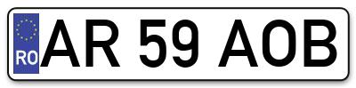 Placuta inmatriculare numar auto  AR-59-AOB, AR 59 AOB, AR59AOB