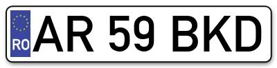 Placuta inmatriculare numar auto  AR-59-BKD, AR 59 BKD, AR59BKD