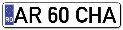 Placuta inmatriculare numar auto  AR-60-CHA, AR 60 CHA, AR60CHA